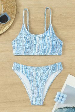 Y2K Aesthetic Pleated Wavy Bikini - Coquette Style, Grunge Outfits, Cute Tops, Pastel Goth