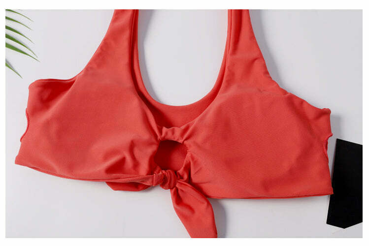 Y2K Aesthetic Plunge Knot Printed Bikini Set in Coquette Style