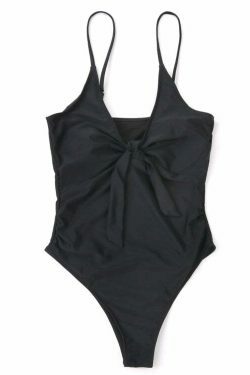 Y2K Aesthetic Plunge Neckline Plaited Swimwear for Niche Women Fashion