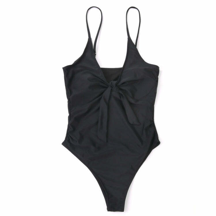 Y2K Aesthetic Plunge Neckline Plaited Swimwear for Niche Women Fashion