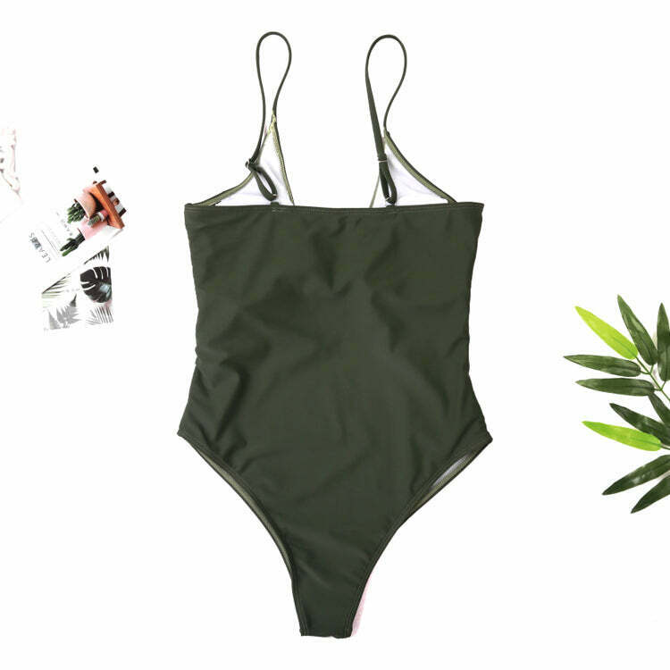 Y2K Aesthetic Plunge Neckline Plaited Swimwear for Niche Women Fashion