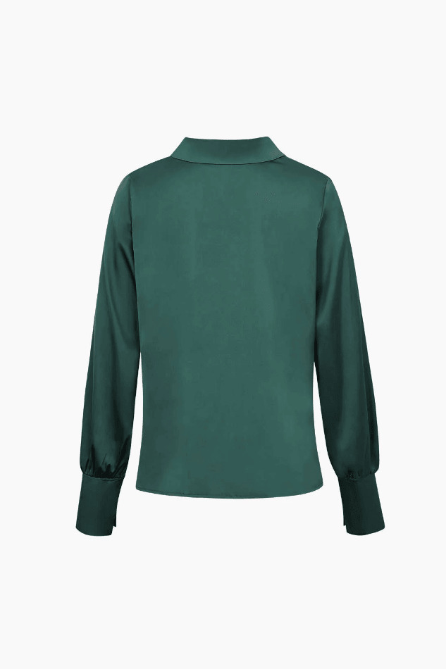Y2K Aesthetic Plunge Neckline Satin Blouse for Women - Coquette Style Cute Tops & Grunge Fashion