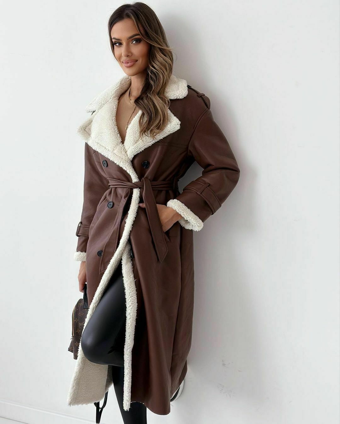 Y2K Aesthetic Plush Coat: Coquette Style Leather Jacket for Women - Grunge Fashion Statement Piece