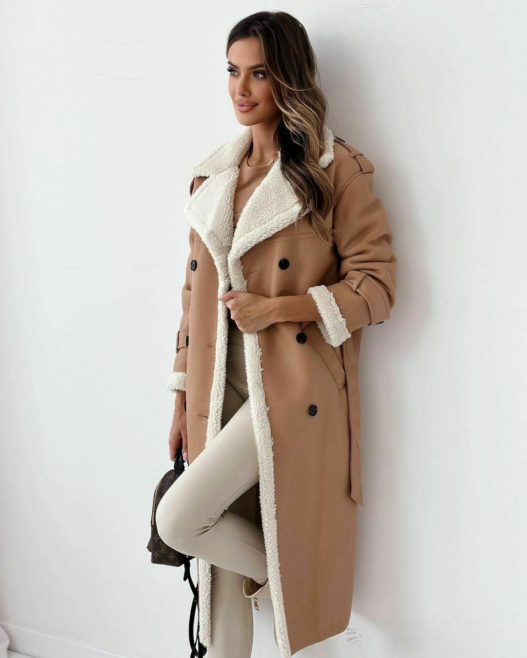Y2K Aesthetic Plush Coat: Coquette Style Leather Jacket for Women - Grunge Fashion Statement Piece