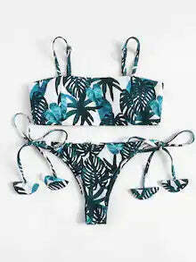 Y2K Aesthetic Print Tie Underwire Bikini Set - Coquette Style Grunge Fashion for Women