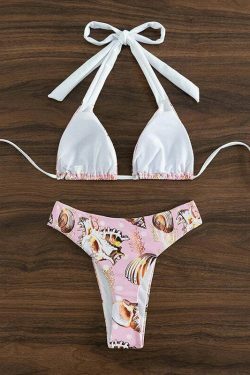 Y2K Aesthetic Printed Backless Beach Bikini - Coquette Style Grunge Fashion for Women