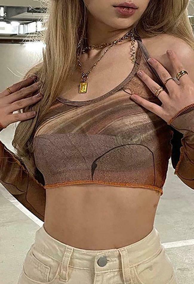 Y2K Aesthetic Printed Halter Crop Cami Top - Coquette & Grunge Style for Women