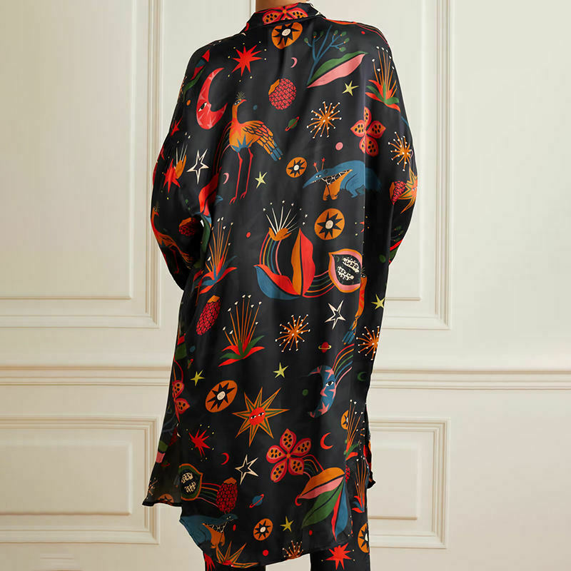 Y2K Aesthetic Printed Satin Pajama Casual Suit for Women - Coquette & Grunge Style Outfit