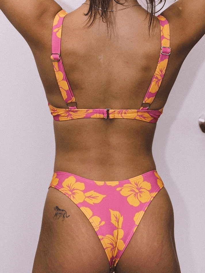 Y2K Aesthetic Printed Underwire Strap Bikini Set - Coquette & Grunge Style Women's Fashion