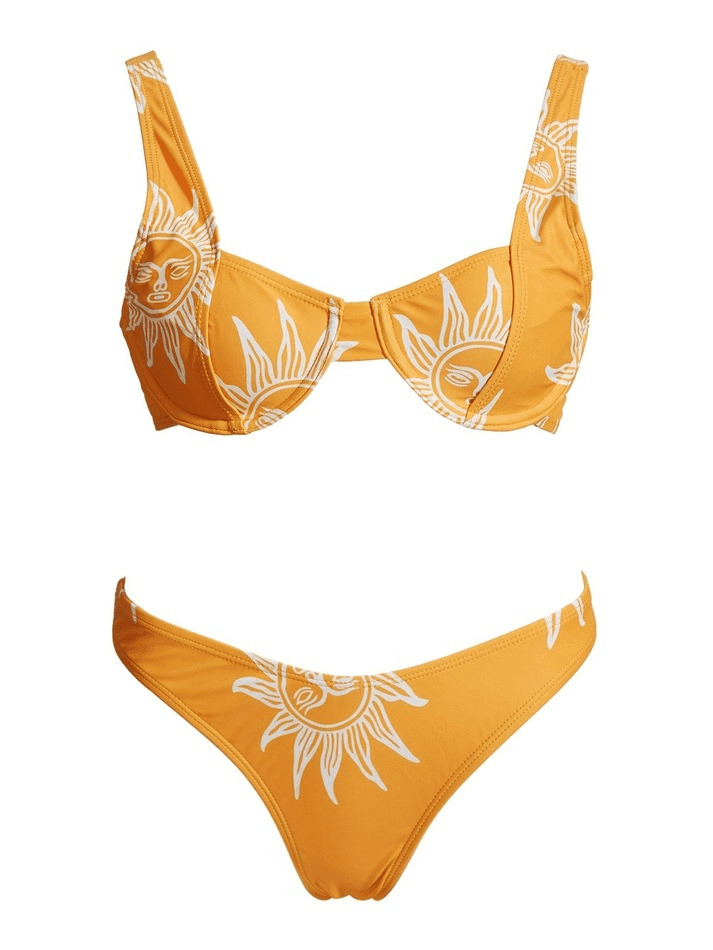 Y2K Aesthetic Printed Underwire Strap Bikini Set - Coquette & Grunge Style Women's Fashion