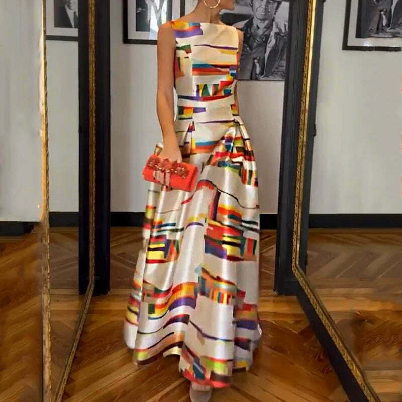 Y2K Aesthetic Printed Waist Sleeveless Dress for Women - Coquette & Grunge Style Fashion