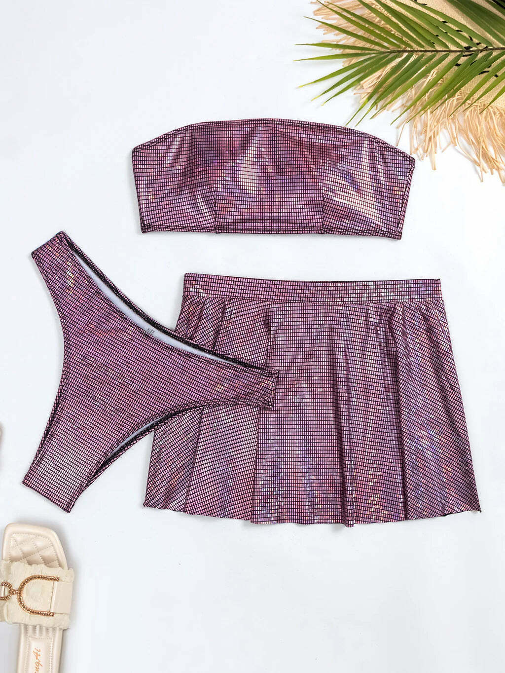 Y2K Aesthetic Purple Three-Piece Bikini for Niche Women Fashion