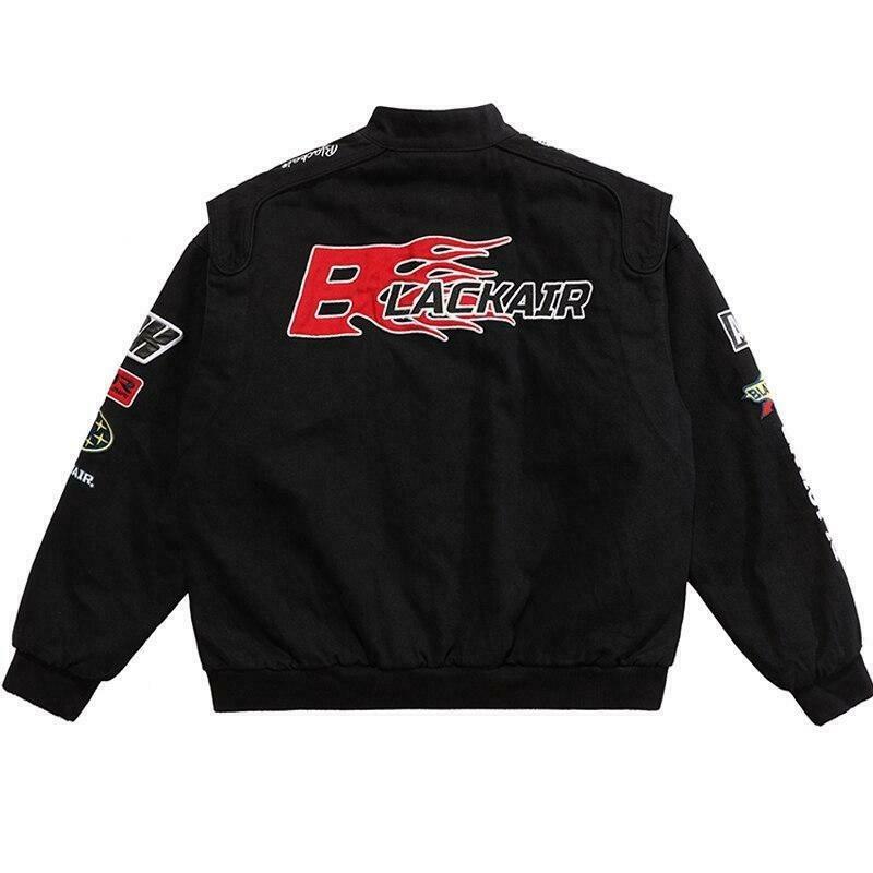 Y2K Aesthetic Racing Jacket by BLACK AIR x MADE EXTREME - Coquette Style Grunge Fashion for Women