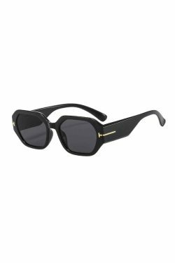 Y2K Aesthetic Rectangle Frame Sunglasses for Women - Coquette, Grunge, Pastel Goth Fashion