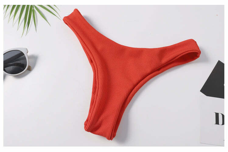 Y2K Aesthetic Red Scrunch Butt Thong Bikini - Coquette Style for Women