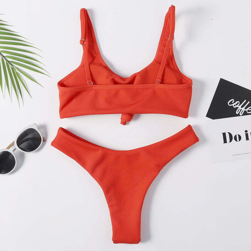 Y2K Aesthetic Red Scrunch Butt Thong Bikini - Coquette Style for Women