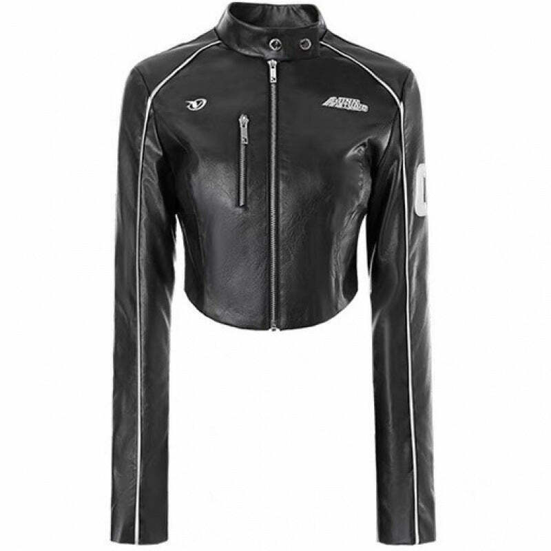 Y2K Aesthetic Retro PU Leather Jacket for Women - Vintage American Style Motorcycle Fashion
