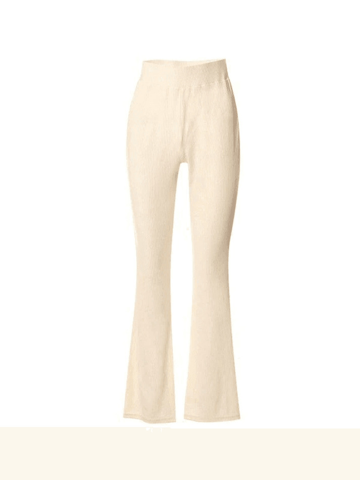 Y2K Aesthetic Ribbed Flare Leg Pants - Coquette Grunge Pastel Goth