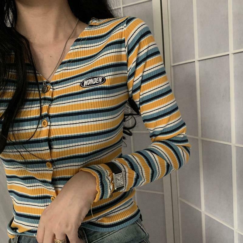 Y2K Aesthetic Ribbed Polo Shirt for Women - Coquette Style Grunge Fashion with Pastel Goth Vibes
