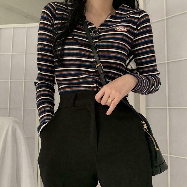 Y2K Aesthetic Ribbed Polo Shirt for Women - Coquette Style Grunge Fashion with Pastel Goth Vibes