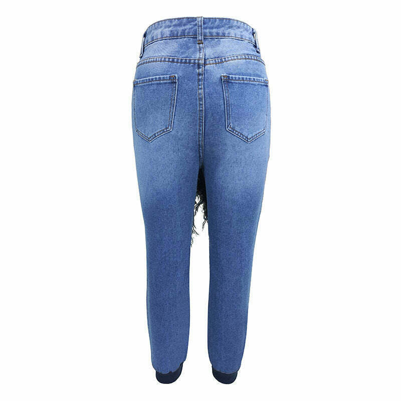 Y2K Aesthetic Ripped Lace-up Threaded Jeans - Coquette Grunge Style Cargo Skirt Outfit