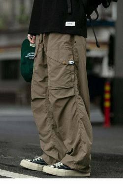 Y2K Aesthetic Ripstop Cargo Pants for Women - Coquette Style Grunge Fashion with Functional Pockets