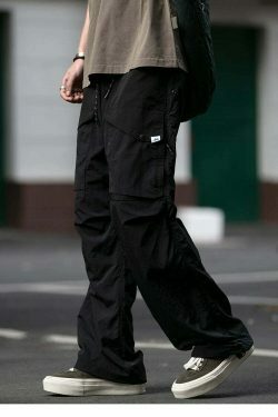 Y2K Aesthetic Ripstop Cargo Pants for Women - Coquette Style Grunge Fashion with Functional Pockets