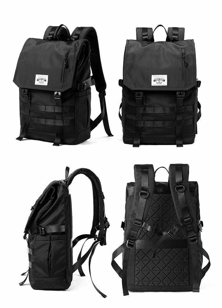 Y2K Aesthetic Roll Top Utility Strap Backpack for Niche Women Fashion