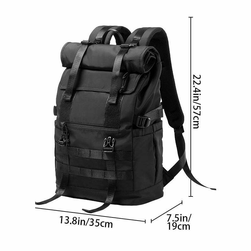 Y2K Aesthetic Roll Top Utility Strap Backpack for Niche Women Fashion