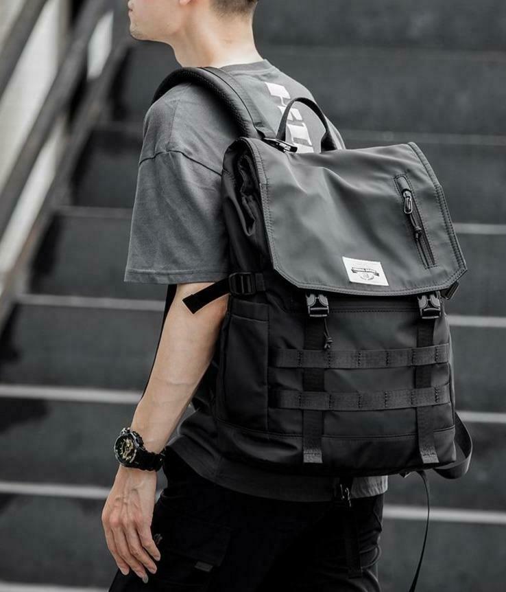Y2K Aesthetic Roll Top Utility Strap Backpack for Niche Women Fashion