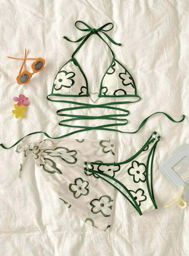 Y2K Aesthetic Rope Strap Bikini Set for Women - Coquette & Grunge Style Swimwear