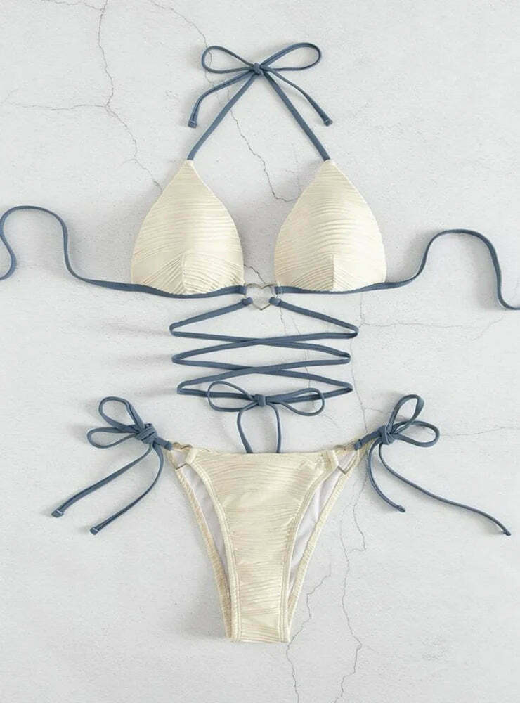 Y2K Aesthetic Rope Strap Hard Cup Bikini - Coquette Style Grunge Fashion for Women