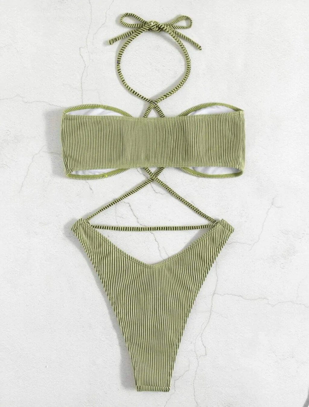 Y2K Aesthetic Rope Strap Split Swimsuit - Coquette Style for Women