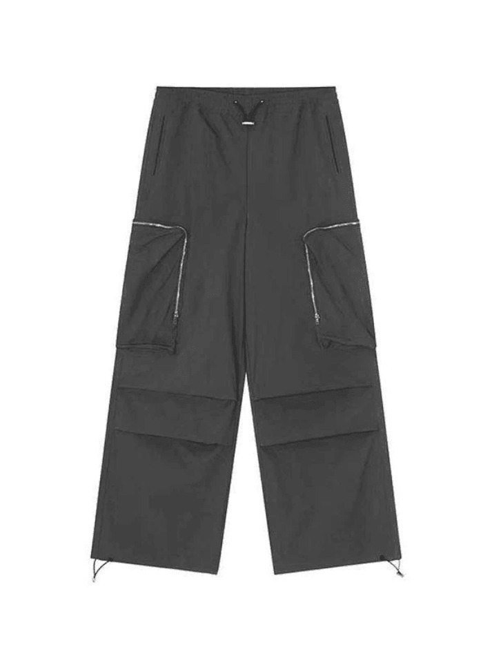 Y2K Aesthetic Ruched Cargo Pants with Zip Pocket - Coquette Grunge Style for Women