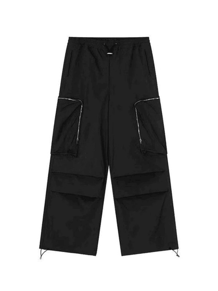 Y2K Aesthetic Ruched Cargo Pants with Zip Pocket - Coquette Grunge Style for Women