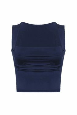 Y2K Aesthetic Ruched Scoop Neck Crop Tank Top for Women - Coquette Style Grunge Fashion
