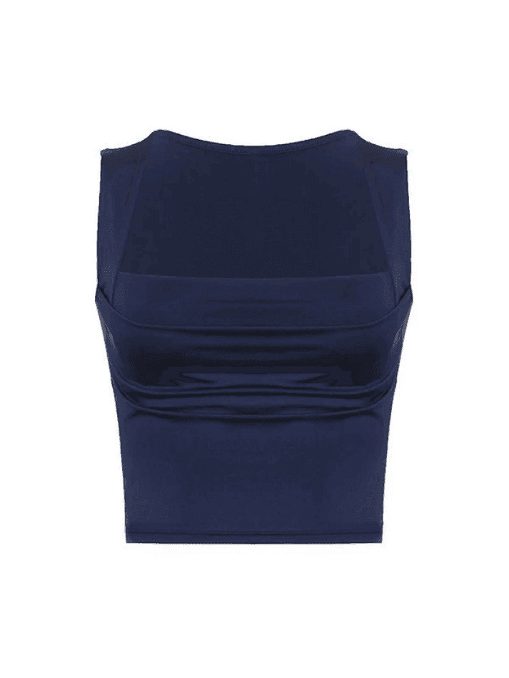 Y2K Aesthetic Ruched Scoop Neck Crop Tank Top for Women - Coquette Style Grunge Fashion