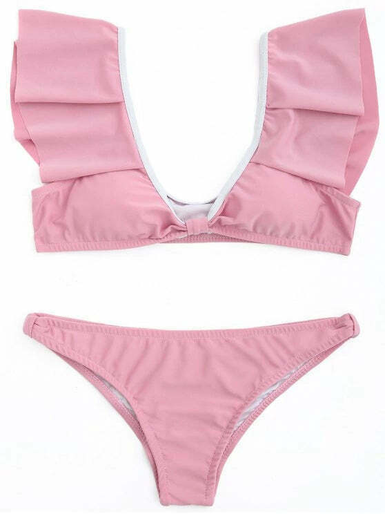 Y2K Aesthetic Ruffle Scoop Bikini Set - Trendy Women's Fashion