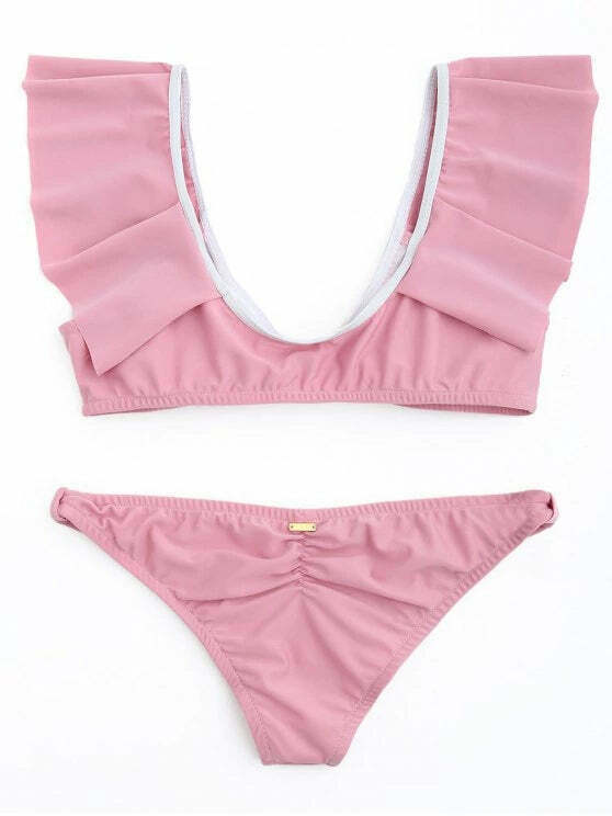 Y2K Aesthetic Ruffle Scoop Bikini Set - Trendy Women's Fashion