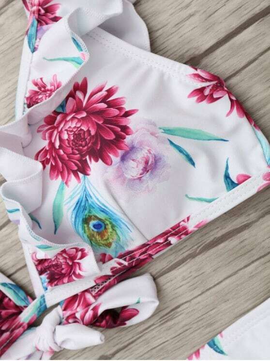 Y2K Aesthetic Ruffled Floral Swimsuit for Women - Coquette Style Grunge Fashion with a Chic Pl