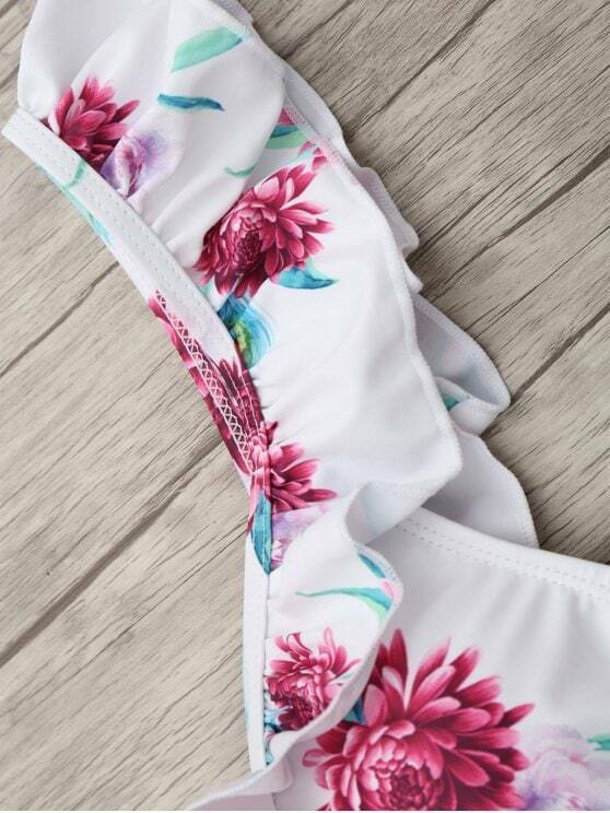 Y2K Aesthetic Ruffled Floral Swimsuit for Women - Coquette Style Grunge Fashion with a Chic Pl