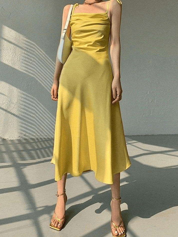 Y2K Aesthetic Satin Maxi Dress - Coquette Style with Grunge & Pastel Goth Vibes