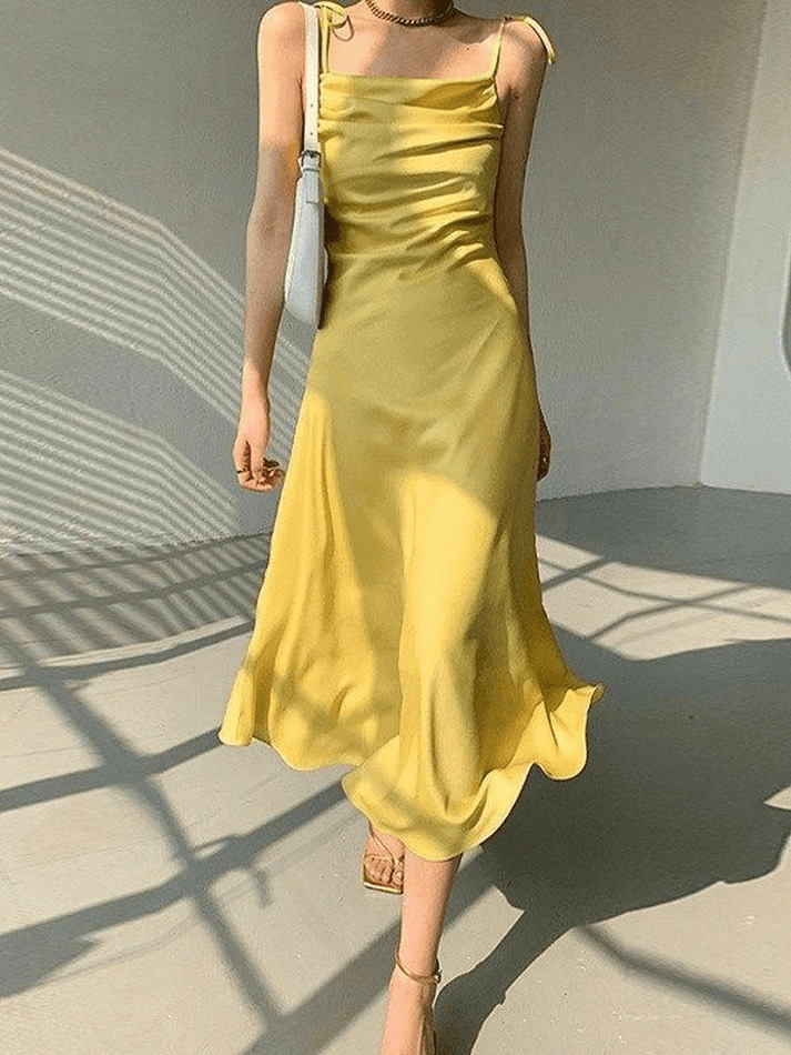Y2K Aesthetic Satin Maxi Dress - Coquette Style with Grunge & Pastel Goth Vibes