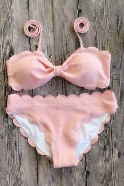 Y2K Aesthetic Scalloped Straps Cute Bikini Set for Women - Coquette & Grunge Style