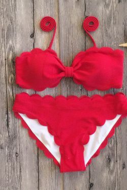 Y2K Aesthetic Scalloped Straps Cute Bikini Set for Women - Coquette & Grunge Style