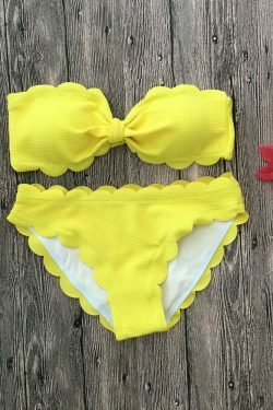Y2K Aesthetic Scalloped Straps Cute Bikini Set for Women - Coquette & Grunge Style