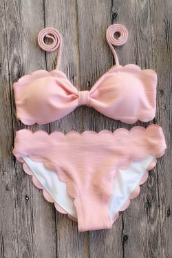 Y2K Aesthetic Scalloped Straps Cute Bikini Set for Women - Coquette & Grunge Style