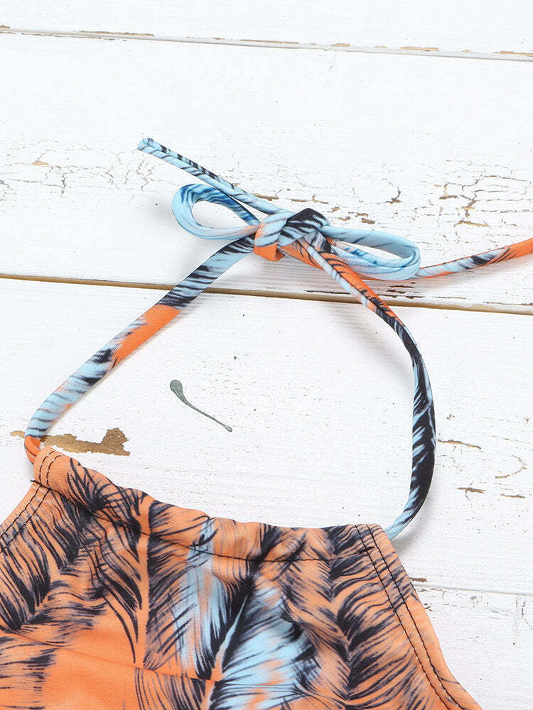 Y2K Aesthetic Scoop Back String Halter Bikinis - Women's Fashion Swimsuits