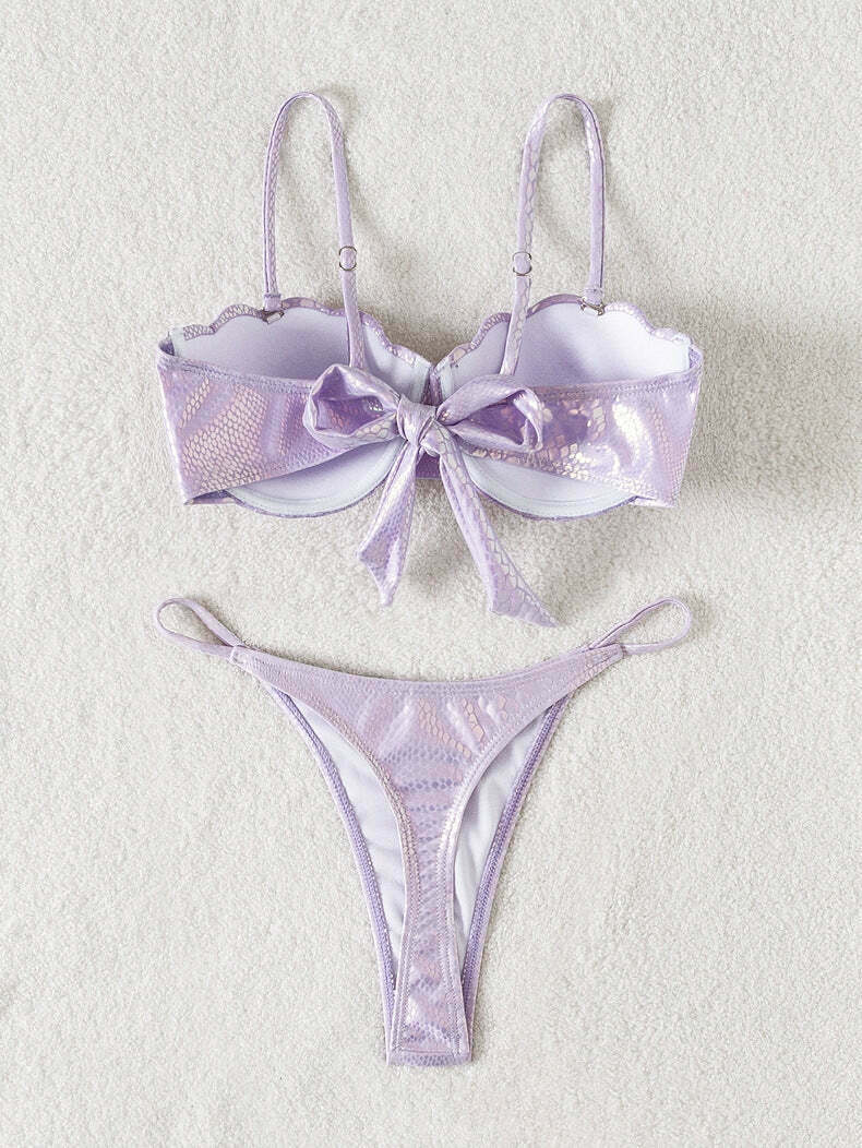 Y2K Aesthetic Sequins Swimsuit Bikini for Women - Coquette Style Grunge Fashion