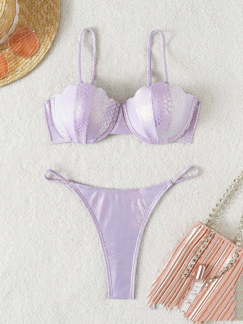 Y2K Aesthetic Sequins Swimsuit Bikini for Women - Coquette Style Grunge Fashion